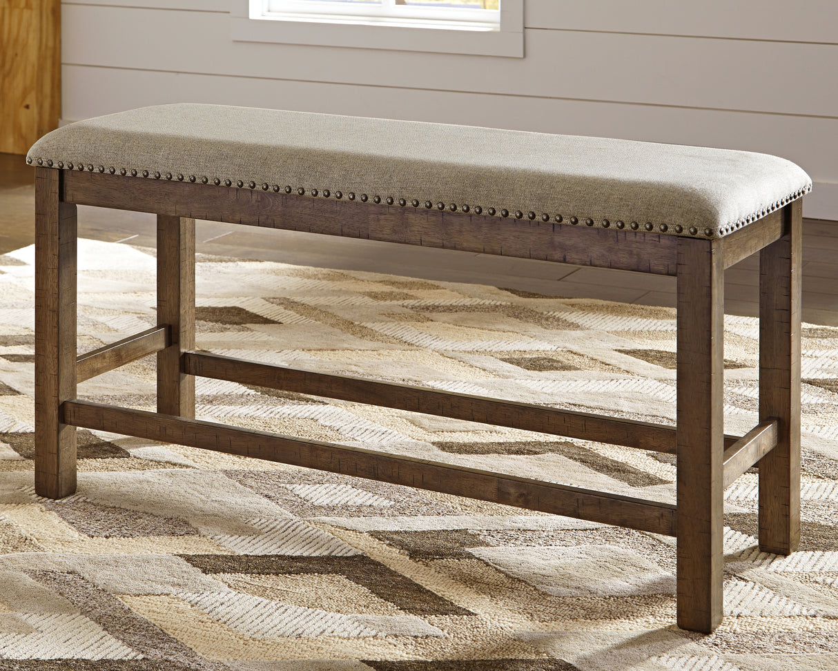 Moriville Grayish Brown Counter Height Bench from Ashley - Luna Furniture