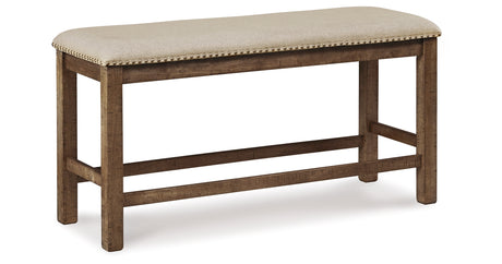 Moriville Grayish Brown Counter Height Dining Table and 2 Barstools and Bench from Ashley Furniture - Luna Furniture