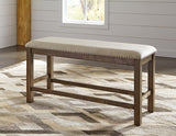 Moriville Grayish Brown Counter Height Dining Table with 4 Barstools, Bench, and Server from Ashley Furniture - Luna Furniture