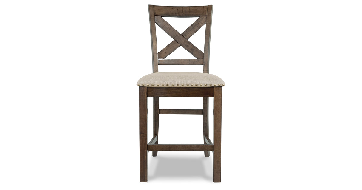 Moriville Counter Height Dining Table and 6 Barstools in Grayish Brown from Ashley Furniture - Luna Furniture