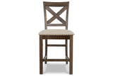 Moriville Grayish Brown Counter Height Dining Table with 4 Barstools and Bench from Ashley Furniture - Luna Furniture