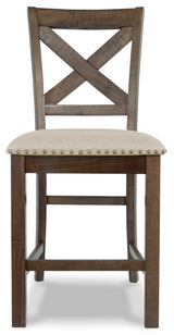 Moriville Grayish Brown Counter Height Dining Table with 4 Barstools, Bench, and Server from Ashley Furniture - Luna Furniture
