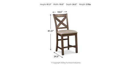 Moriville Grayish Brown Counter Height Dining Table and 2 Barstools and Bench from Ashley Furniture - Luna Furniture