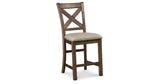 Moriville Counter Height Dining Table and 6 Barstools in Grayish Brown from Ashley Furniture - Luna Furniture