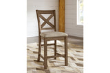 Moriville Grayish Brown Counter Height Dining Table with 4 Barstools and Bench from Ashley Furniture - Luna Furniture