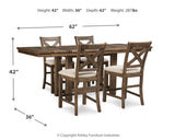 Moriville Grayish Brown Counter Height Dining Table and 4 Barstools from Ashley Furniture - Luna Furniture