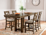 Moriville Grayish Brown Counter Height Dining Table and 4 Barstools from Ashley Furniture - Luna Furniture
