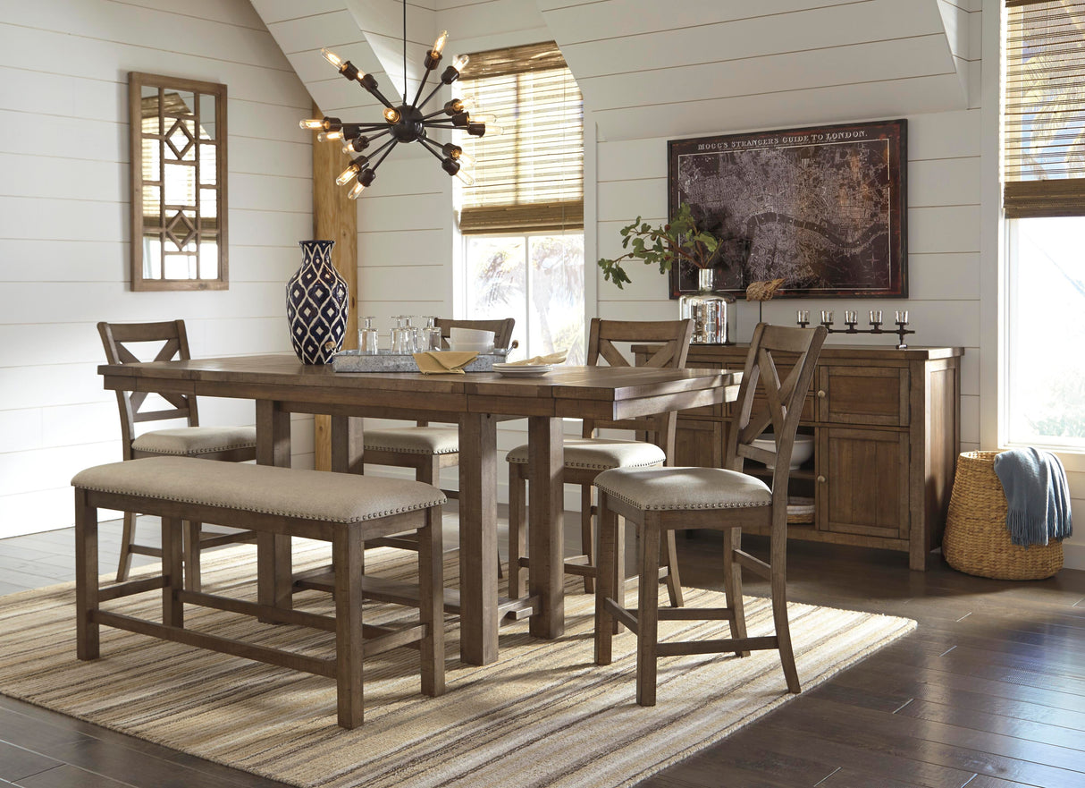 Moriville Grayish Brown Counter Height Dining Extension Table from Ashley - Luna Furniture