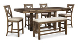 Moriville Grayish Brown Counter Height Dining Extension Table from Ashley - Luna Furniture