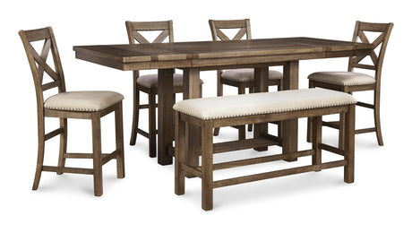 Moriville Grayish Brown Counter Height Dining Extension Table from Ashley - Luna Furniture