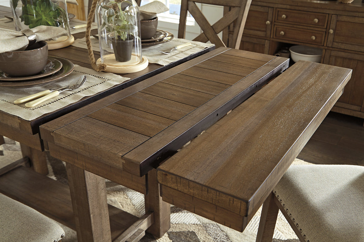 Moriville Grayish Brown Counter Height Dining Table with 4 Barstools and Bench from Ashley Furniture - Luna Furniture
