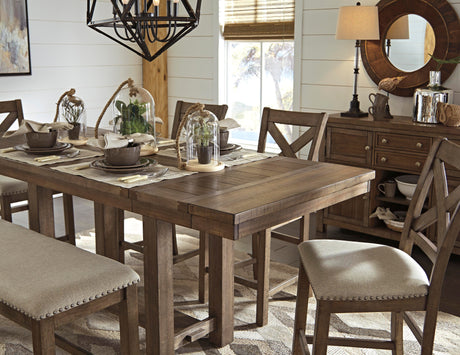 Moriville Grayish Brown Counter Height Dining Extension Table from Ashley - Luna Furniture