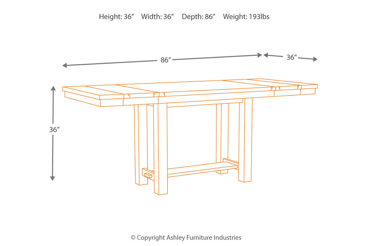 Moriville Grayish Brown Counter Height Dining Table with 4 Barstools and Bench from Ashley Furniture - Luna Furniture