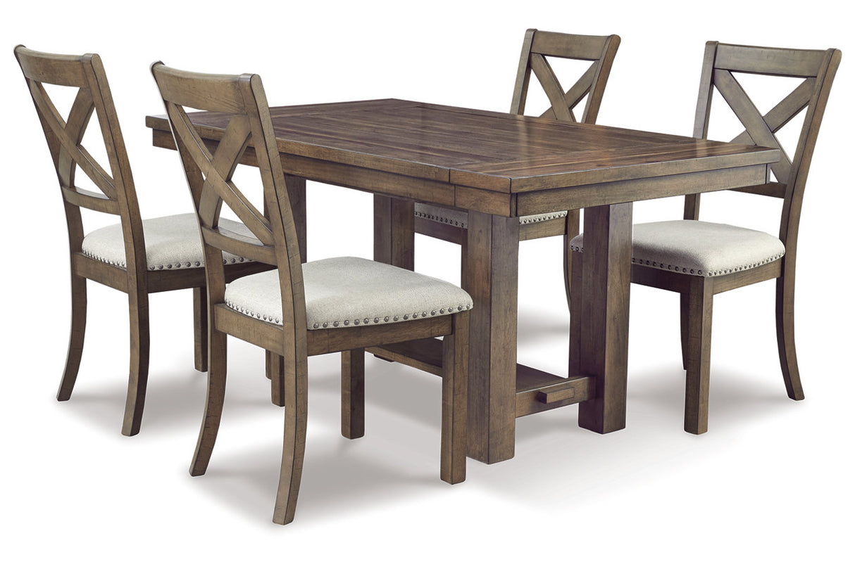 Moriville Grayish Brown Dining Table and 4 Chairs from Ashley Furniture - Luna Furniture