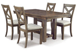 Moriville Grayish Brown Dining Table and 4 Chairs from Ashley Furniture - Luna Furniture