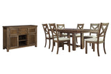Moriville Grayish Brown Dining Table and 6 Chairs with Server from Ashley Furniture - Luna Furniture