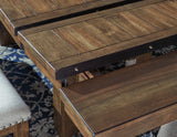Moriville Grayish Brown Dining Table and 4 Chairs and Bench from Ashley Furniture - Luna Furniture