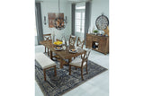 Moriville Grayish Brown Dining Table and 4 Chairs and Bench from Ashley Furniture - Luna Furniture
