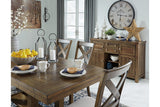Moriville Grayish Brown Dining Table and 4 Chairs and Bench from Ashley Furniture - Luna Furniture