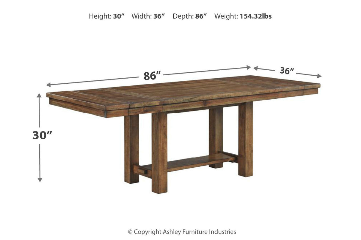 Moriville Grayish Brown Dining Table and 4 Chairs and Bench from Ashley Furniture - Luna Furniture