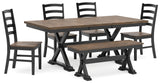 Wildenauer Brown/Black Dining Table with 2 Chairs and Bench from Ashley Furniture - Luna Furniture