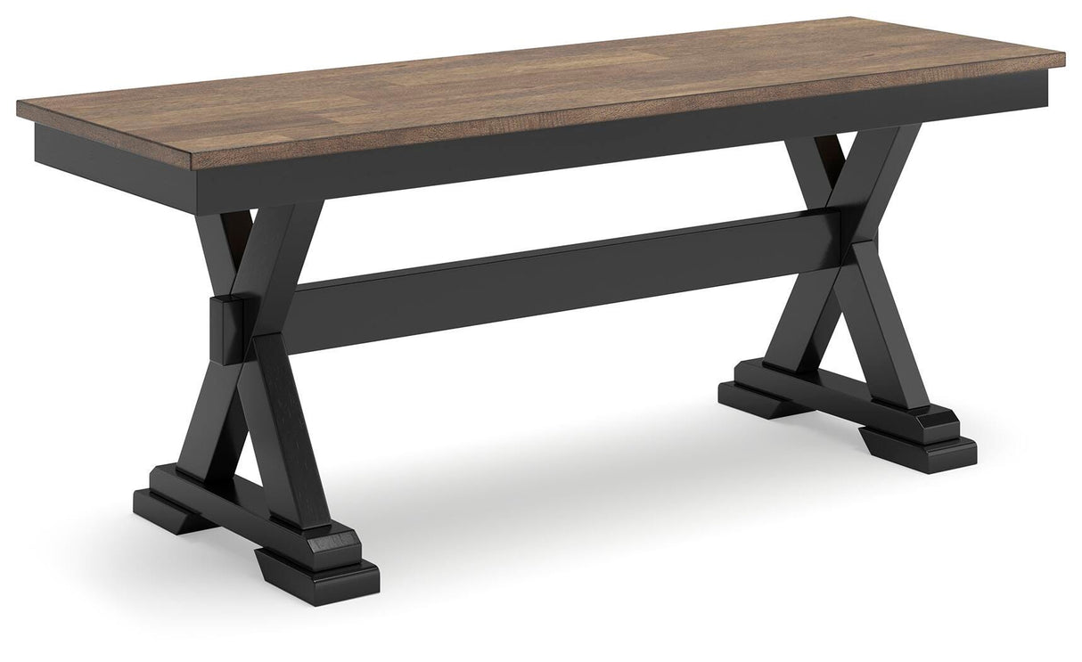 Wildenauer Brown/Black Dining Table with 2 Chairs and Bench from Ashley Furniture - Luna Furniture