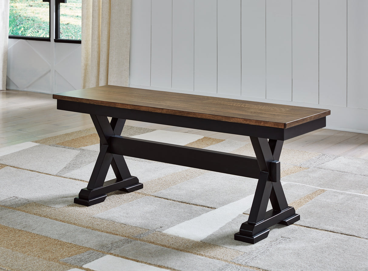 Wildenauer Brown/Black Dining Table with 2 Chairs and Bench from Ashley Furniture - Luna Furniture