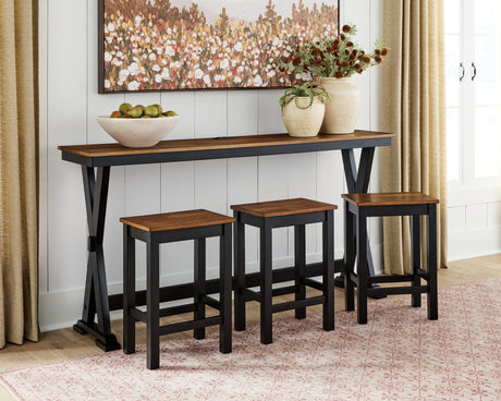 Wildenauer Brown/Black Counter Height Dining Table and 3 Barstools Set from Ashley Furniture - Luna Furniture