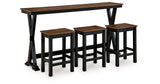 Wildenauer Brown/Black Counter Height Dining Table and 3 Barstools Set from Ashley Furniture - Luna Furniture
