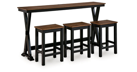 Wildenauer Brown/Black Counter Height Dining Table and 3 Barstools Set from Ashley Furniture - Luna Furniture