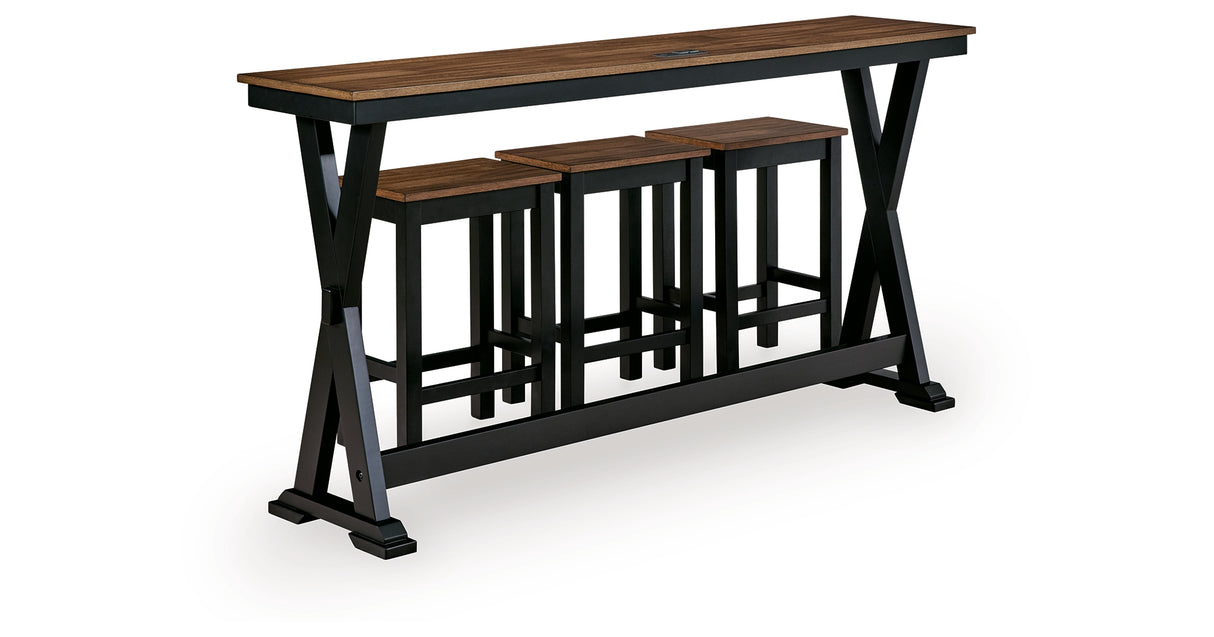 Wildenauer Brown/Black Counter Height Dining Table and 3 Barstools Set from Ashley Furniture - Luna Furniture