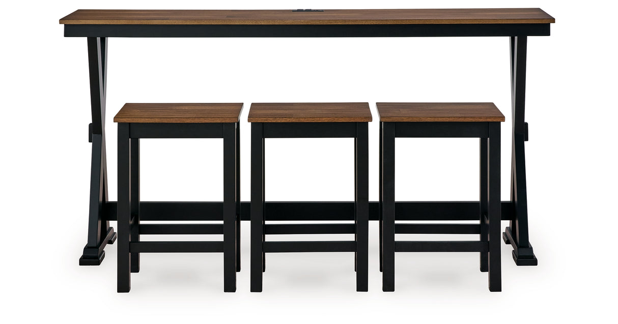 Wildenauer Brown/Black Counter Height Dining Table and 3 Barstools Set from Ashley Furniture - Luna Furniture