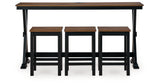 Wildenauer Brown/Black Counter Height Dining Table and 3 Barstools Set from Ashley Furniture - Luna Furniture
