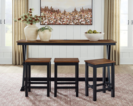 Wildenauer Brown/Black Counter Height Dining Table and 3 Barstools Set from Ashley - Luna Furniture