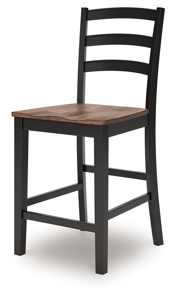 Wildenauer Brown/Black Counter Height Barstool, Set of 2 from Ashley - Luna Furniture