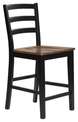 Wildenauer Brown/Black Counter Height Extension Dining Table and 4 Barstools from Ashley - Luna Furniture