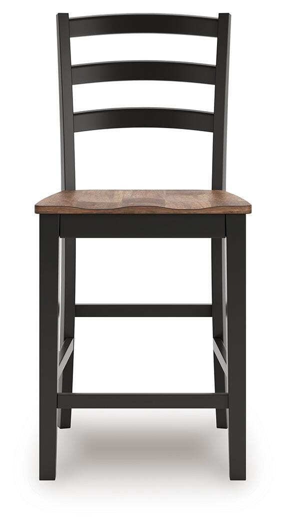 Wildenauer Brown/Black Counter Height Extension Dining Table and 4 Barstools from Ashley - Luna Furniture