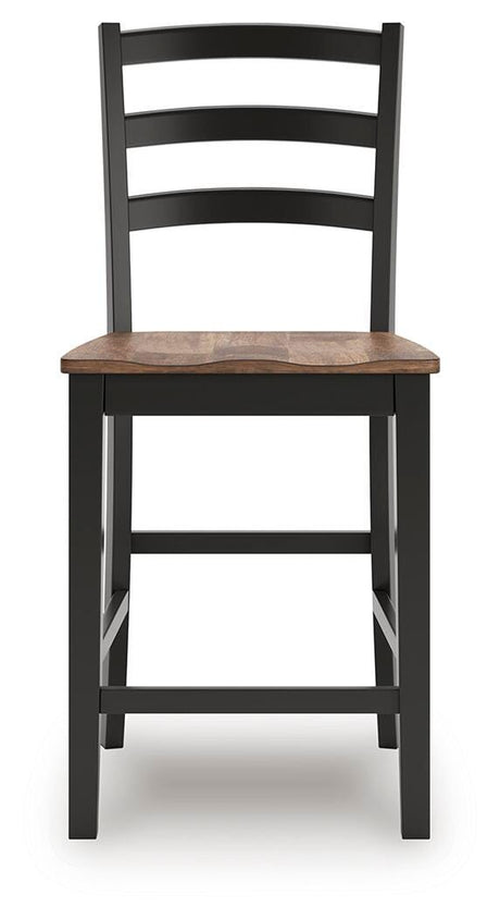 Wildenauer Brown/Black Counter Height Extension Dining Table and 4 Barstools from Ashley - Luna Furniture