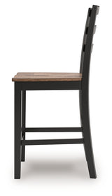 Wildenauer Brown/Black Counter Height Barstool, Set of 2 from Ashley - Luna Furniture