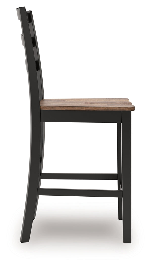 Wildenauer Brown/Black Counter Height Barstool, Set of 2 from Ashley - Luna Furniture