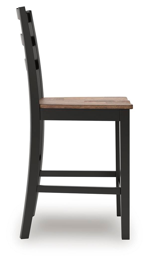 Wildenauer Brown/Black Counter Height Extension Dining Table and 4 Barstools from Ashley - Luna Furniture