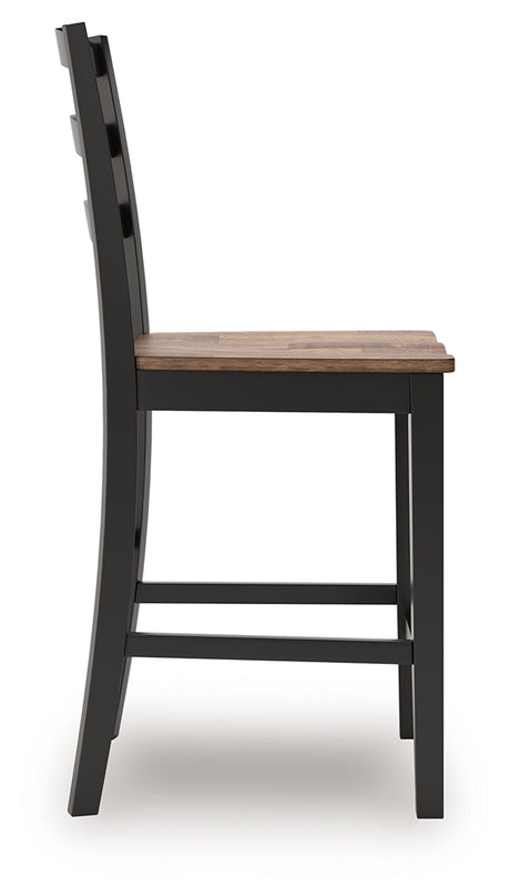 Wildenauer Brown/Black Counter Height Barstool, Set of 2 from Ashley - Luna Furniture