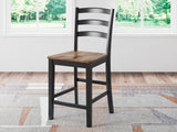 Wildenauer Brown/Black Counter Height Barstool, Set of 2 from Ashley - Luna Furniture
