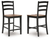 Wildenauer Brown/Black Counter Height Barstool, Set of 2 from Ashley - Luna Furniture