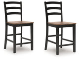 Wildenauer Brown/Black Counter Height Barstool, Set of 2 from Ashley - Luna Furniture
