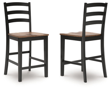 Wildenauer Brown/Black Counter Height Barstool, Set of 2 from Ashley - Luna Furniture