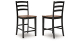 Wildenauer Brown/Black Counter Height Barstool, Set of 2 from Ashley Furniture - Luna Furniture