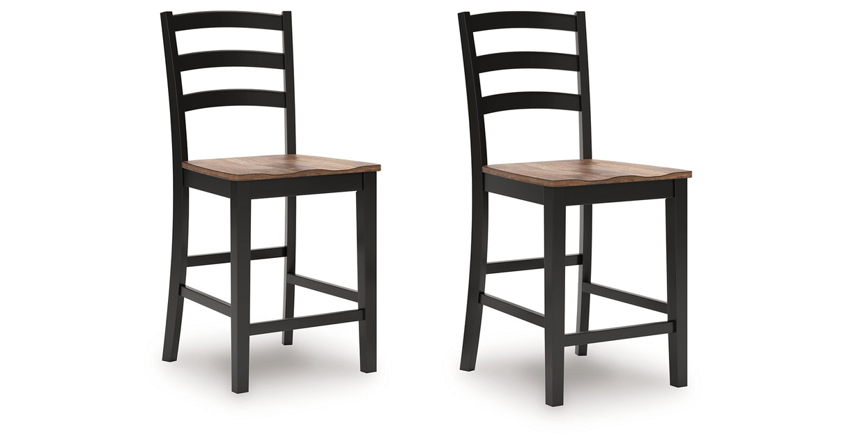 Wildenauer Brown/Black Counter Height Barstool, Set of 2 from Ashley Furniture - Luna Furniture