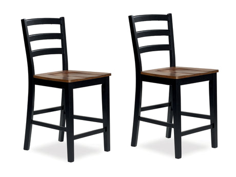 Wildenauer Brown/Black Counter Height Barstool, Set of 2 from Ashley - Luna Furniture