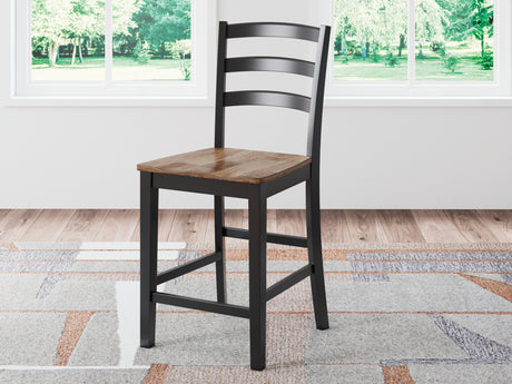 Wildenauer Brown/Black Counter Height Barstool, Set of 2 from Ashley - Luna Furniture